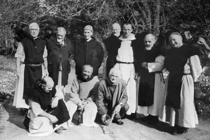 An undated photograph taken in Tibhirine that shows six of the seven Trappist monks kidnapped and killed in 1996