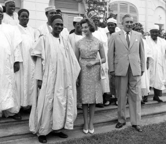 Abubakar Tafawa Balewa, Sir James Wilson Robertson, Queen Elizabeth II, who was still the country’s sovereign, was represented by a member of the British royal family, Princess Alexandra (Credit - Nigerian Archives)