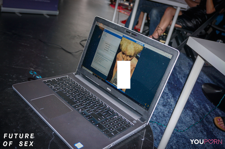 An AR porn demonstration at the SexTech Hackathon.