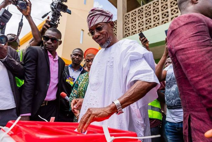 Gov Aregbesola casting his vote 