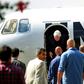 Martin Griffiths (C), the UN special envoy for Yemen, arrives at Sanaa international airport on November 21, 2018