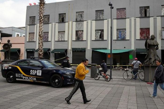 Downtown Mexico City's Plaza Garibaldi square the morning after gunmen dressed as mariachi musicians opened fire with rifles and handguns, killing four people and wounded nine others