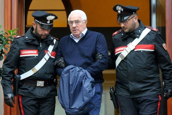 Mafia boss Settimino Mineo was held by police in Palermo after his arrest