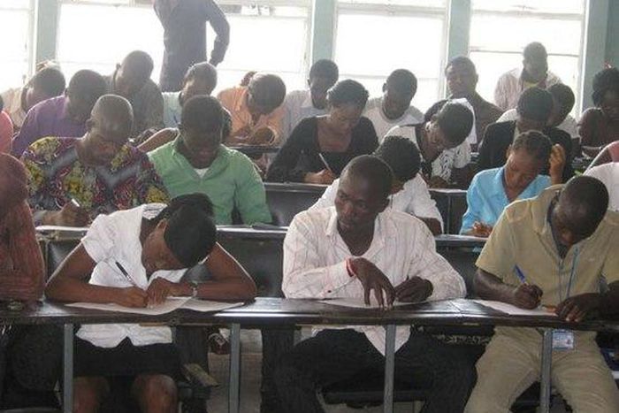 Students writing an exam