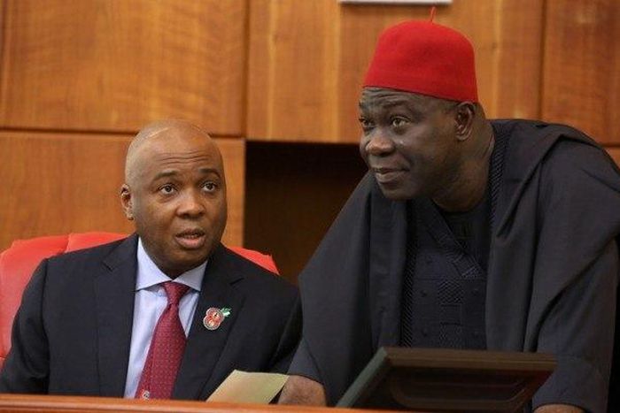 Senate President, Bukola Saraki (left) and Deputy Senate President, Ike Ekweremadu (right)