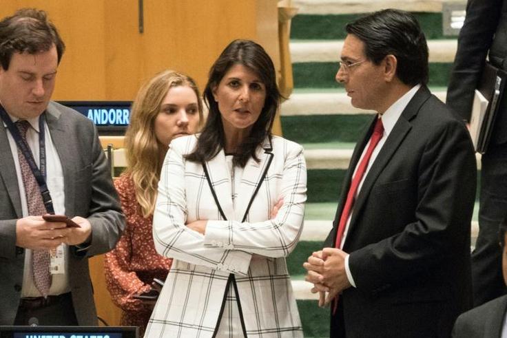 US Ambassador Nikki Haley (C) has been a strong supporter of Israel at the United Nations