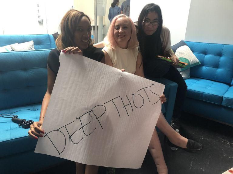 The women behind Deep Thots after their presentation.