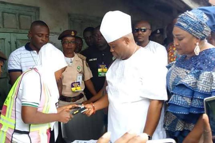 Dancing Senator Ademola Adeleke casting his vote