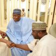 Former President Ibrahim Babangida (L), Bukola Saraki (M)