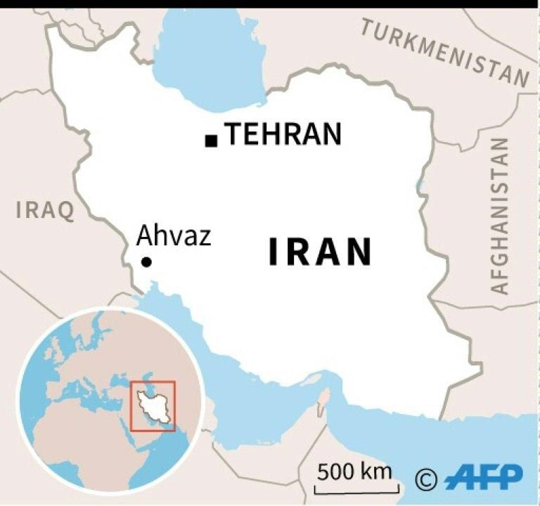 Map of Iran locating Ahvaz