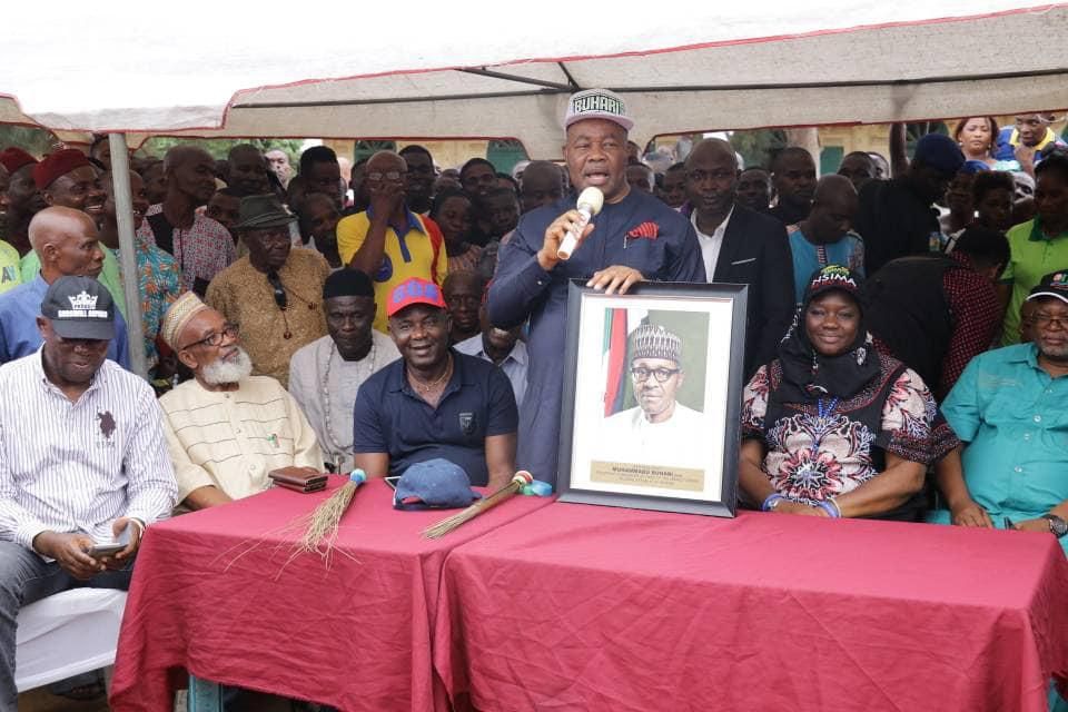 Akpabio storms rally with Buhari’s official portrait