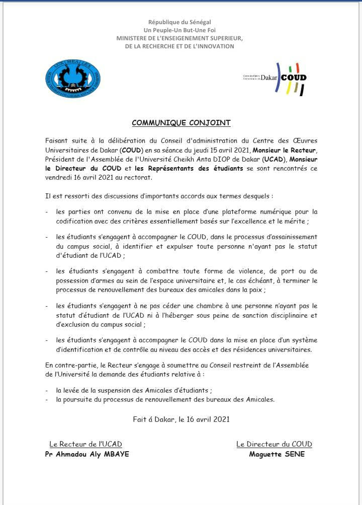 communiqué COUD