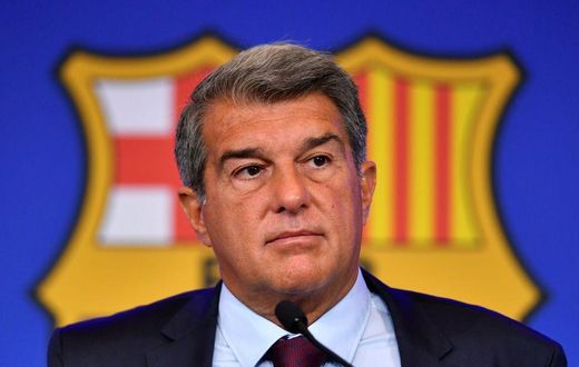Facing a tricky future: Cub president Joan Laporta laid Barcelona's problems at a press conference