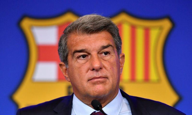 Facing a tricky future: Cub president Joan Laporta laid Barcelona's problems at a press conference
