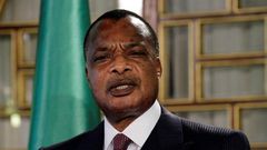 Congo's President Denis Sassou Nguesso speaks during a news conference after his meeting with Tunisia's President Beji Caid Essebsi at Carthage Palace in Tunis January 22, 2015. Sassou Nguesso is in Tunisia on a two-day visit.