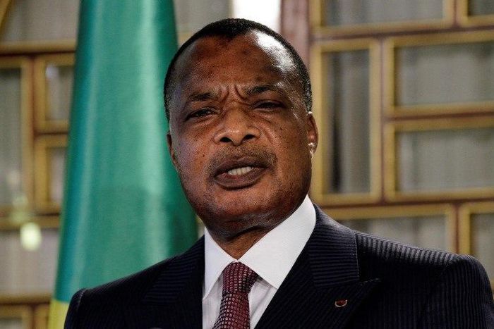 Congo's President Denis Sassou Nguesso speaks during a news conference after his meeting with Tunisia's President Beji Caid Essebsi at Carthage Palace in Tunis January 22, 2015. Sassou Nguesso is in Tunisia on a two-day visit.