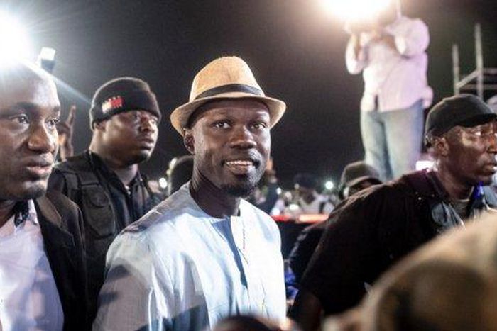 Ousmane Sonko en tournée lors de la campagne présidentielle de 2019