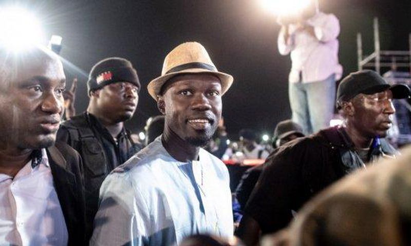 Ousmane Sonko en tournée lors de la campagne présidentielle de 2019