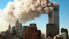The Twin Towers up in smoke on September 11, 2001.
