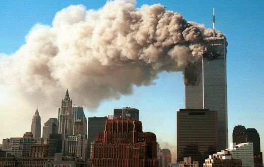 The Twin Towers up in smoke on September 11, 2001.