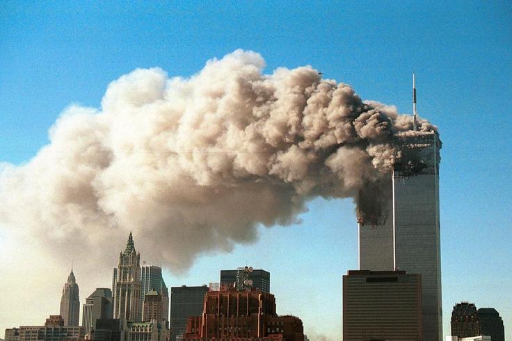 The Twin Towers up in smoke on September 11, 2001.