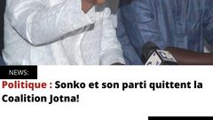 Politique  : Sonko et son parti quittent la Coalition Jotna!