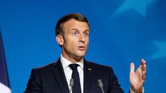 Emmanuel Macron, President of France speaks in Brussels on 2 October 2020.
