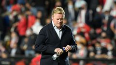 All over: Ronald Koeman during his final match in charge as Barcelona coach, a 1-0 loss at Rayo Vallecano on Wednesday