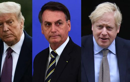 Boris Johnson, Jair Bolsonaro ou encore Donald Trump ont été diagnostiqués positifs au Covid-19 avant Emmanuel Macron. (AFP)