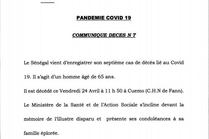 Coronavirus : Le Sénégal enregistre son 7e décès