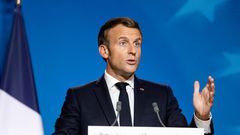 French President Emmanuel Macron speaks in Brussels on October 2, 2020.