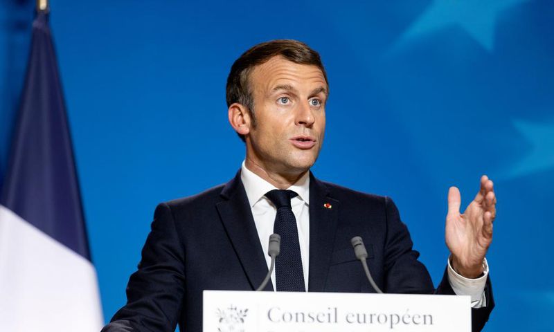 French President Emmanuel Macron speaks in Brussels on October 2, 2020.