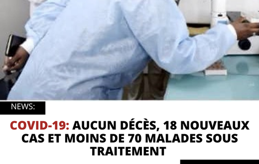Covid-19: Aucun décès, 18 nouveaux cas et moins de 70 malades sous traitement