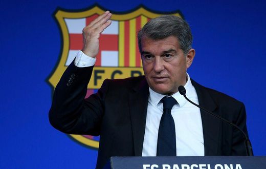 Laporta was giving his first press conference as Barca president