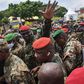 Coup leader Mamady Doumbouya (Hand raised)