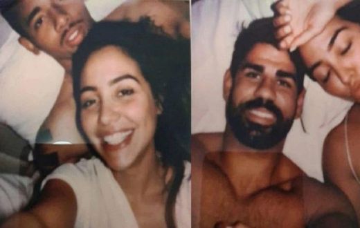 Gabriel Jesus et Diego Costa en compagnie de la même fille