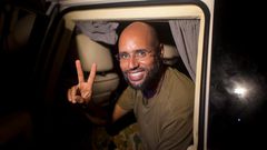 Saif al-Islam Gaddafi in Tripoli, Libya, on August 23, 2011.