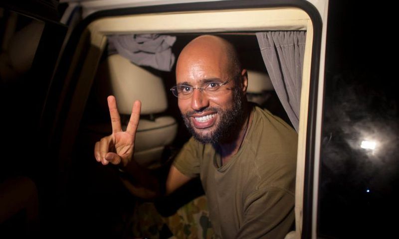 Saif al-Islam Gaddafi in Tripoli, Libya, on August 23, 2011.