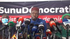 Ousmane Sonko en conférence de presse