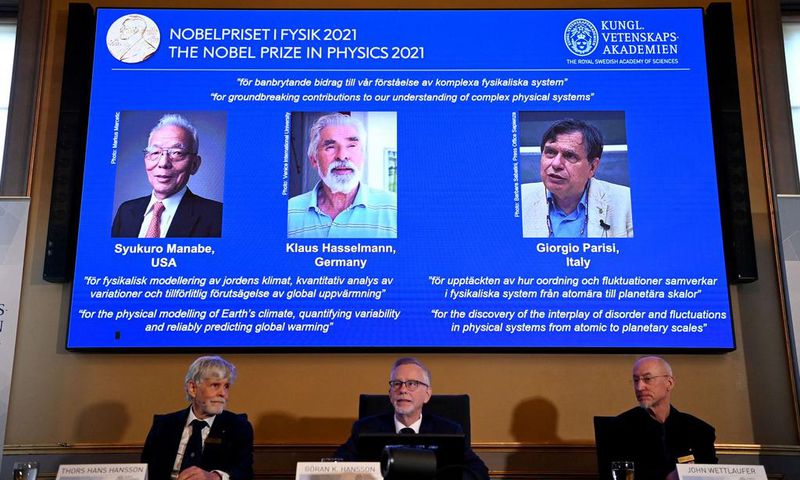 Syukuro-Manabe-Klaus-Hasselmann-Giorgio-Parisi-recompensesleurs-travaux-comprehension-systemes-complexes 0