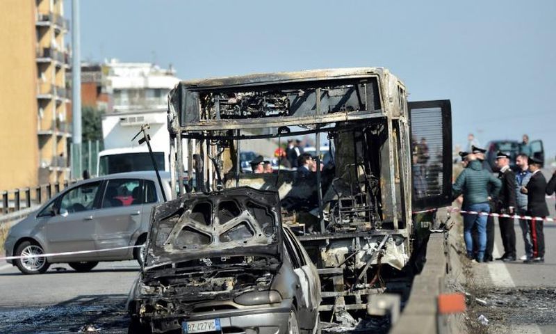 The Italian driver of Senegalese origin on Wednesday hijacked the bus taking the 12-13 year olds from a gym to school in Crema, east of Milan