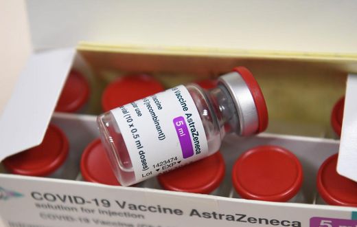 A box containing vials of the AstraZeneca Covid-19 vaccine.