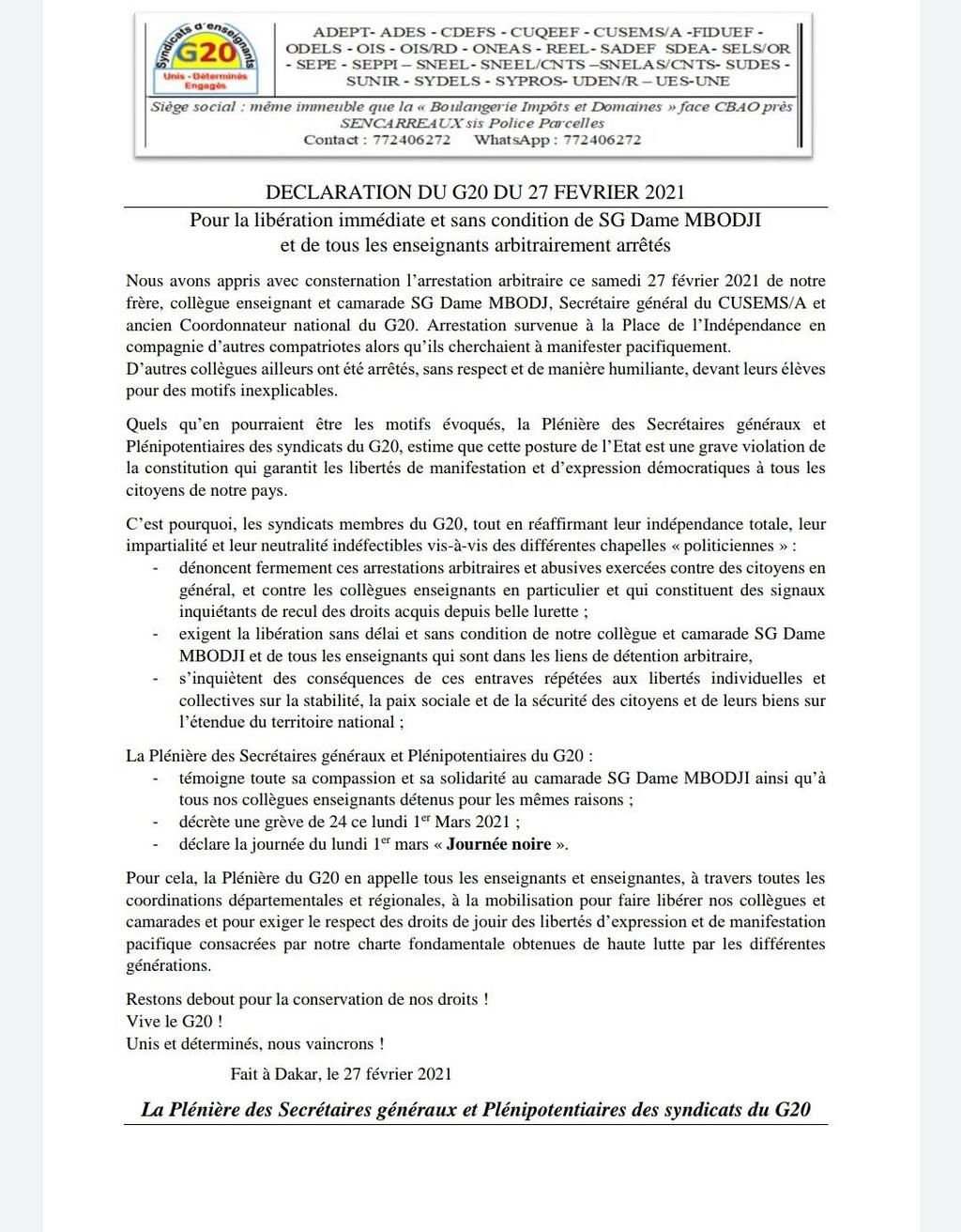 Déclaration G20