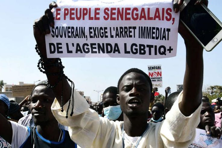 Lors d’une manifestation demandant la criminalisation de l’homosexualité, à Dakar, le 23 mai 2021 SEYLLOU - AFP