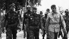 Blaise Compaoré, Thomas Sankara and Jerry Rawlings (L-R)