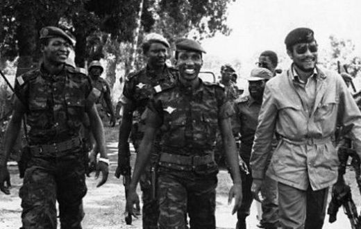 Blaise Compaoré, Thomas Sankara and Jerry Rawlings (L-R)