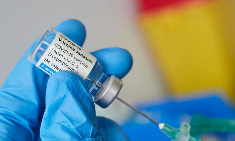 A vial of Johnson & Johnson (Janssen's) Covid-19 vaccine.