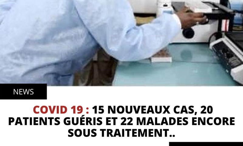 COVID 19 : 15 NOUVEAUX CAS, 20 PATIENTS GUÉRIS ET 22 MALADES ENCORE SOUS TRAITEMENT..