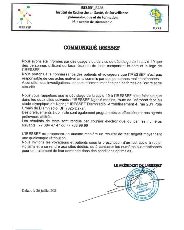 IRESSEF test covid