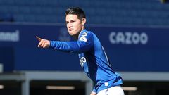 Star quality: James Rodriguez opened his Everton account in a 5-2 thrashing of West Brom